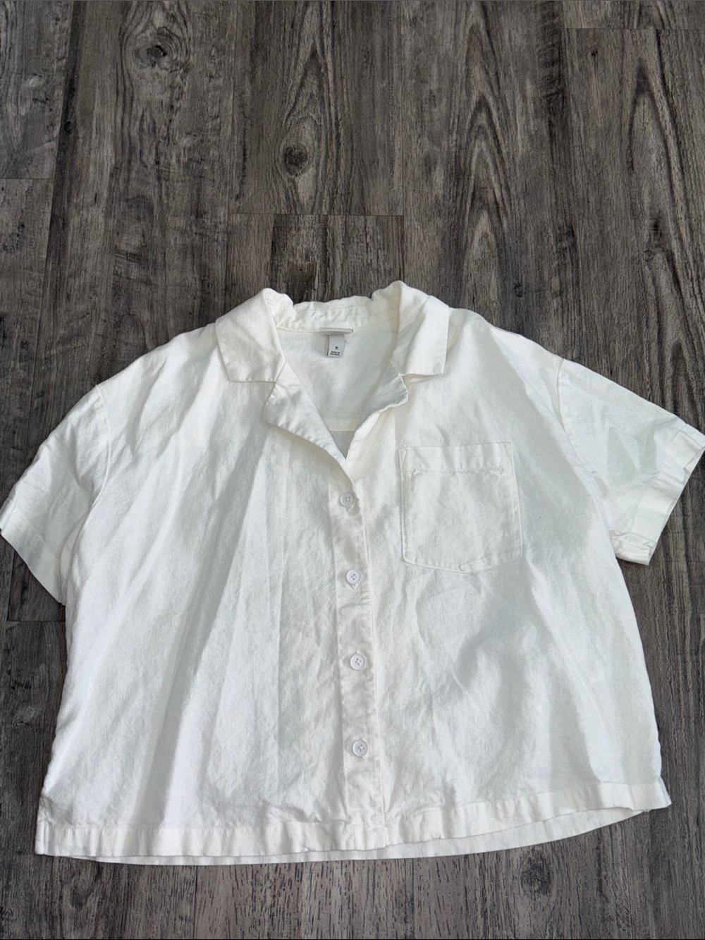 a new day White Button-Front Camp Collar Top
